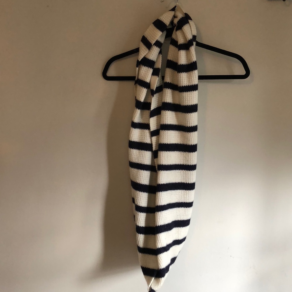 JCrew Cream and navy infinity scarf
